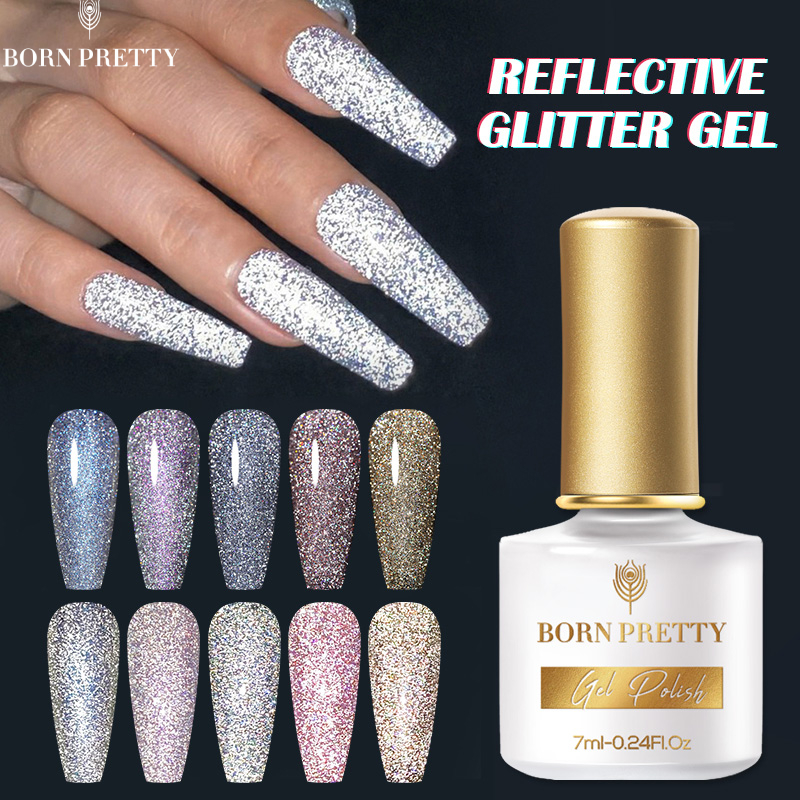 BORN PRETTY 7ml Reflective Glitter Gel Nail Art Polish Nail UV Gel Auroras