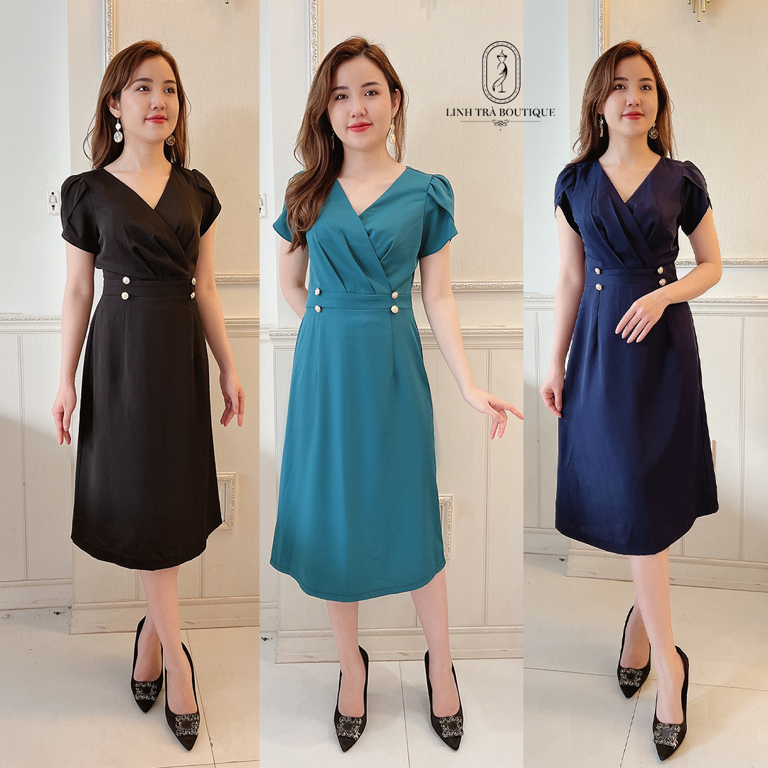 Linh Trà - Đầm Trung Niên Dáng Dài [TM 316] Cao Cấp Vải Voan Chiffon Tay Ngắn Cho Mẹ U40 U50