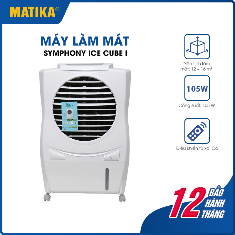 Máy làm mát không khí symphony ice cube i - công suất 105w - có điều khiển từ xa - bảo hành 12 tháng - hàng chính hãng