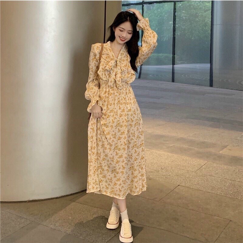 Đầm hoa nhí, đầm midi hoa hàn quốc, đầm tiểu thư tay phồng, đầm hoa cột nơ, đầm công chúa, đầm đi tiệc, đi chơi hoa nhỏ dễ thương