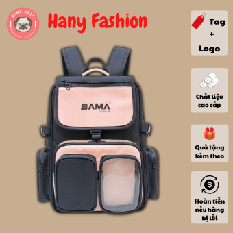 Balo BAMA màu hồng, Cặp học sinh đi học màu hồng cá tính có ngăn đựng laptop Hany Fashion BL16