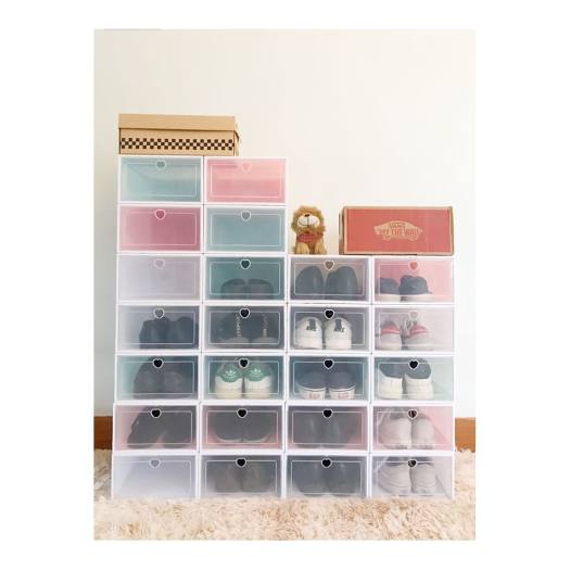 Combo 20 Hôp Đựng Giày Nhựa Cứng Mica Trong Suốt Tủ Lắp Ghép Đựng Giày Nam Nữ