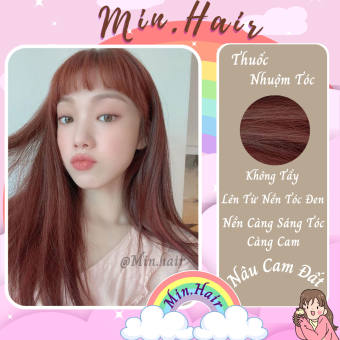 Thuốc nhuộm tóc màu nâu cam đất,tặng kèm oxy trợ dưỡng và bao tay