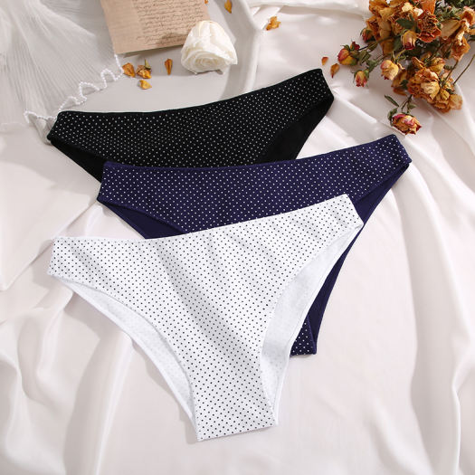 Finetoo 2 cái/bộ cotton panty bán cho phụ nữ Polka Dot thoáng khí rắn  intimates đồ lót nữ thoáng khí của tóm tắt - Quần lót