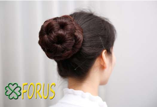 Tóc búi hoa kẹp, màu [đen 2#] tóc giả nữ