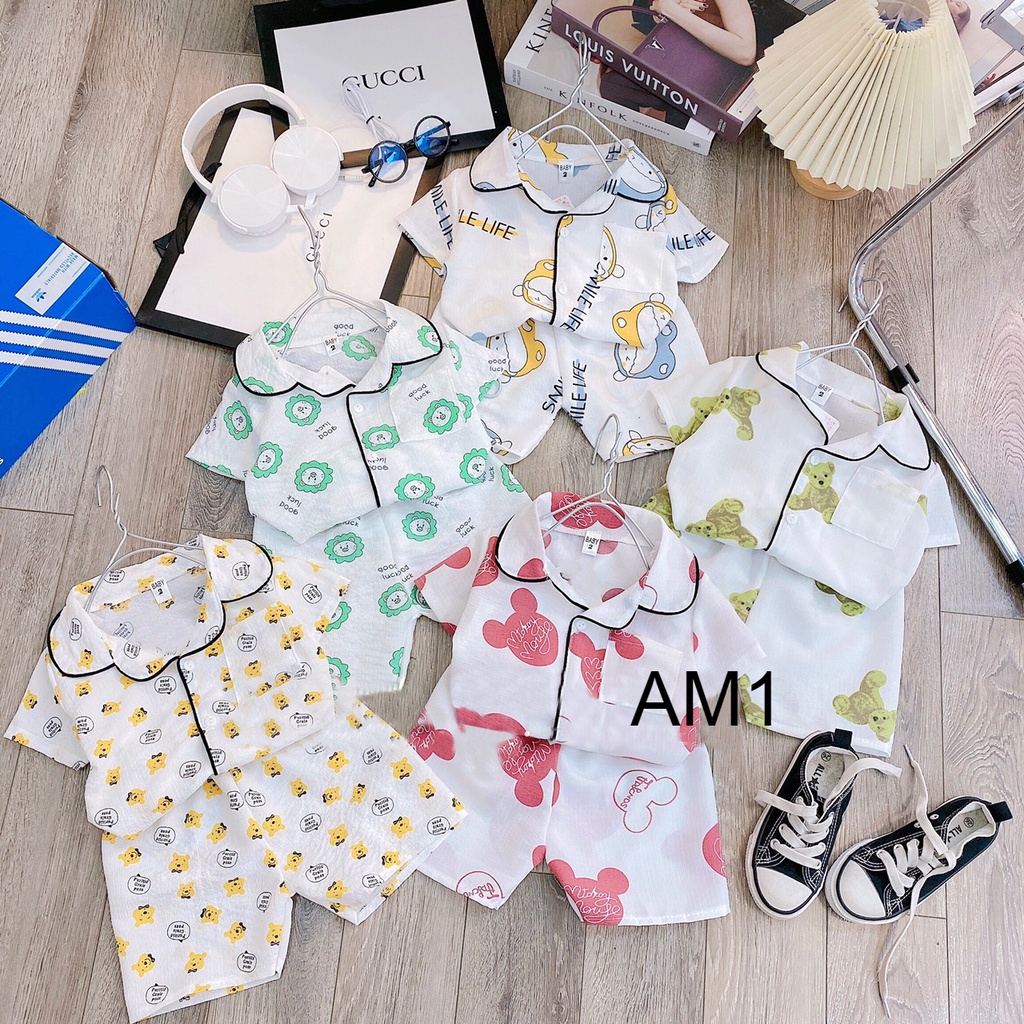 Đồ bộ quần áo pijama chất đũi xốp cho bé qate823 qate898 - đồ bộ bé trai và đồ bộ bé gái