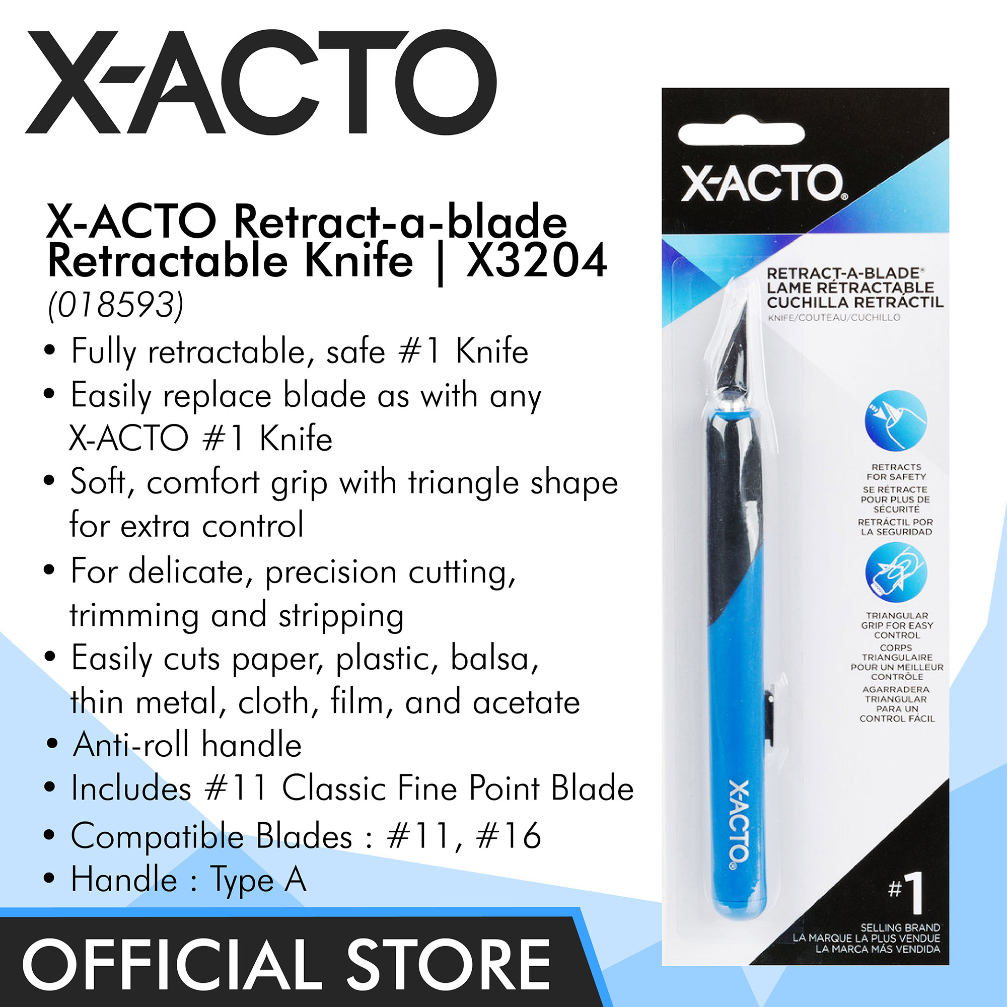 X-acto #18 Heavyweight Wood Chiseling Blade Carded (5) X218