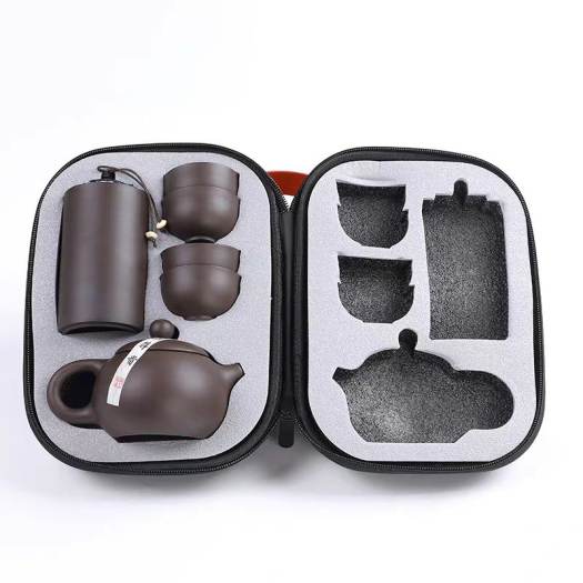 Bộ bình trà tử sa có túi đựng đi du lịch Bộ ấm chén có Tặng Kèm Khăn Lau Cao Cấp(huy gia dung)