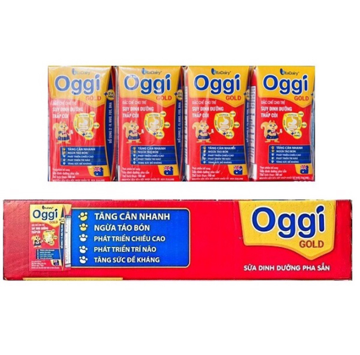 Thùng 48 hộp Sữa dinh dưỡng pha sẵn Oggi Gold 110ml/hộp