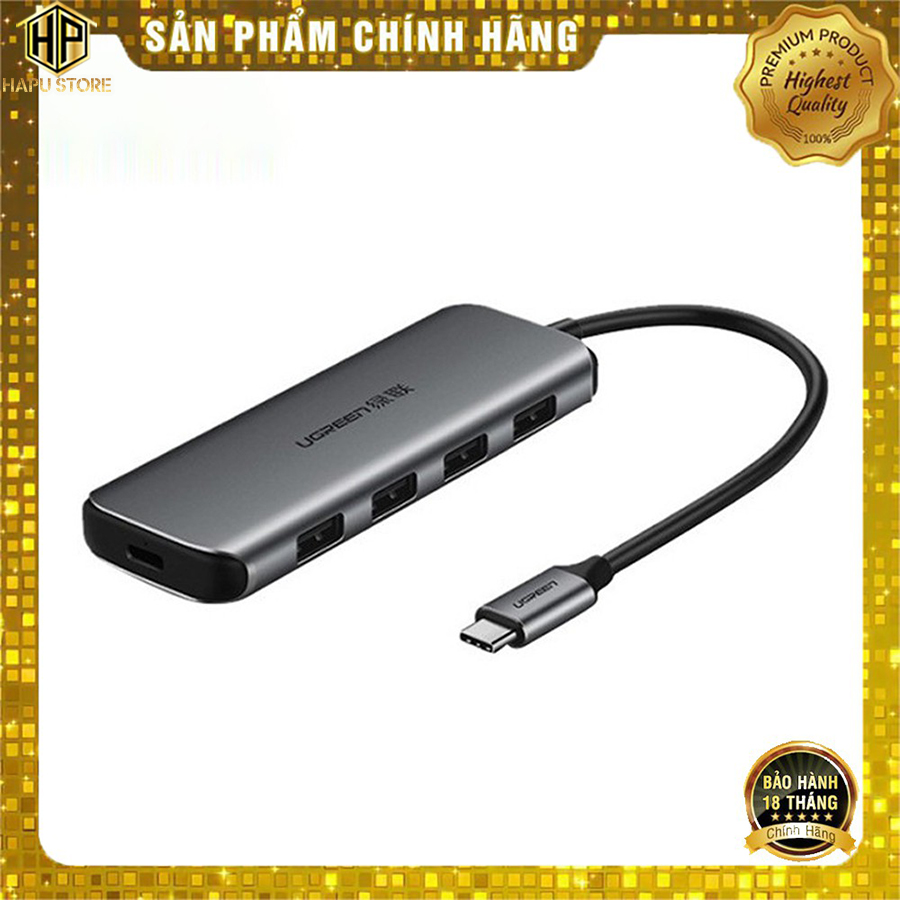 Bộ chia USB Type C ra 4 cổng USB 3.0 Ugreen 50980 có nguồn phụ - HapuStore