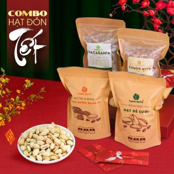 Combo hạt macca sấy nứt, hạt điều rang muối, dẻ cười, hạnh nhân rang bơ TANU NUTS