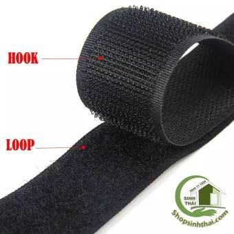 [1 mét] Miếng dán vải 2 mặt màu đen, dán giày túi xách - dính gai dán Xé Băng gai dính khóa nhám gai khổ rộng 2cm