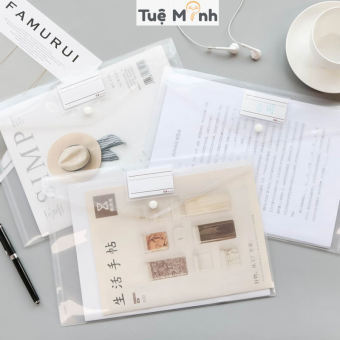 Túi Clear bag A4 đựng tài liệu có name tag K29, VPP TUEMINH file đựng hồ sơ trong suốt