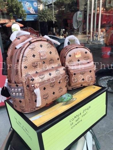 BALO McM DA PU THẬT MÀU HỒNG GOLD - HÀNG CAO CẤP