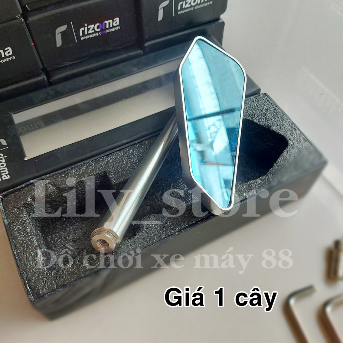 Gương kính chiếu hậu Rizoma 744 nhôm CNC nguyên khối