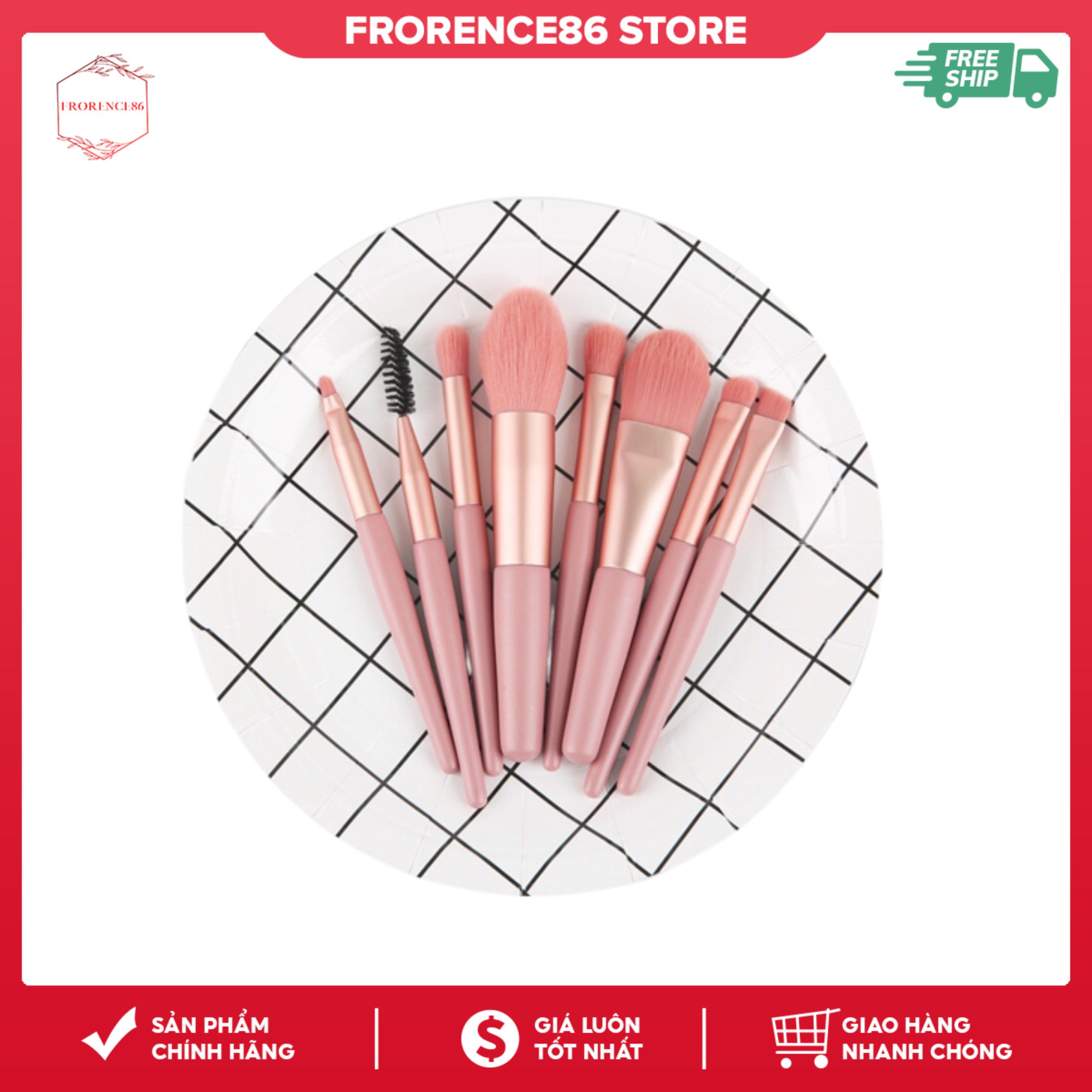 Bộ cọ 8 cây túi trong suốt-Túi Zip Frorence86 Store