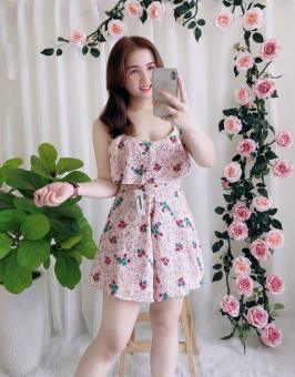 Jum  đùi 2 dây voan hoa-Qh #jumpsuit