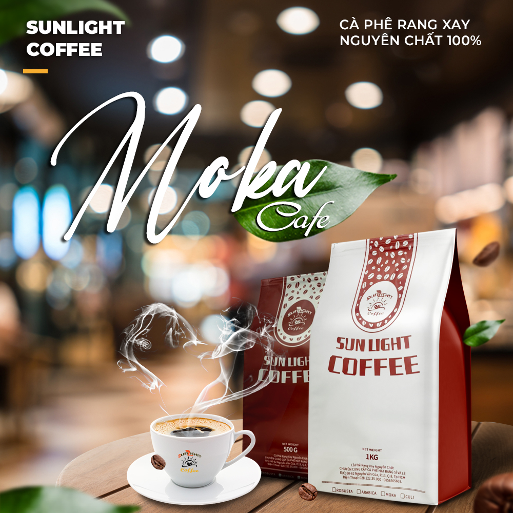Cà phê moka rang mộc nguyên chất