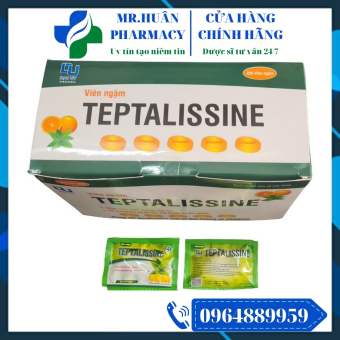 Viên ngậm Teptalissine (Hộp 200 viên ngậm) - Giúp làm mát giọng, dịu ho, hỗ trợ giảm khản cổ, rát họng do ho nhiều