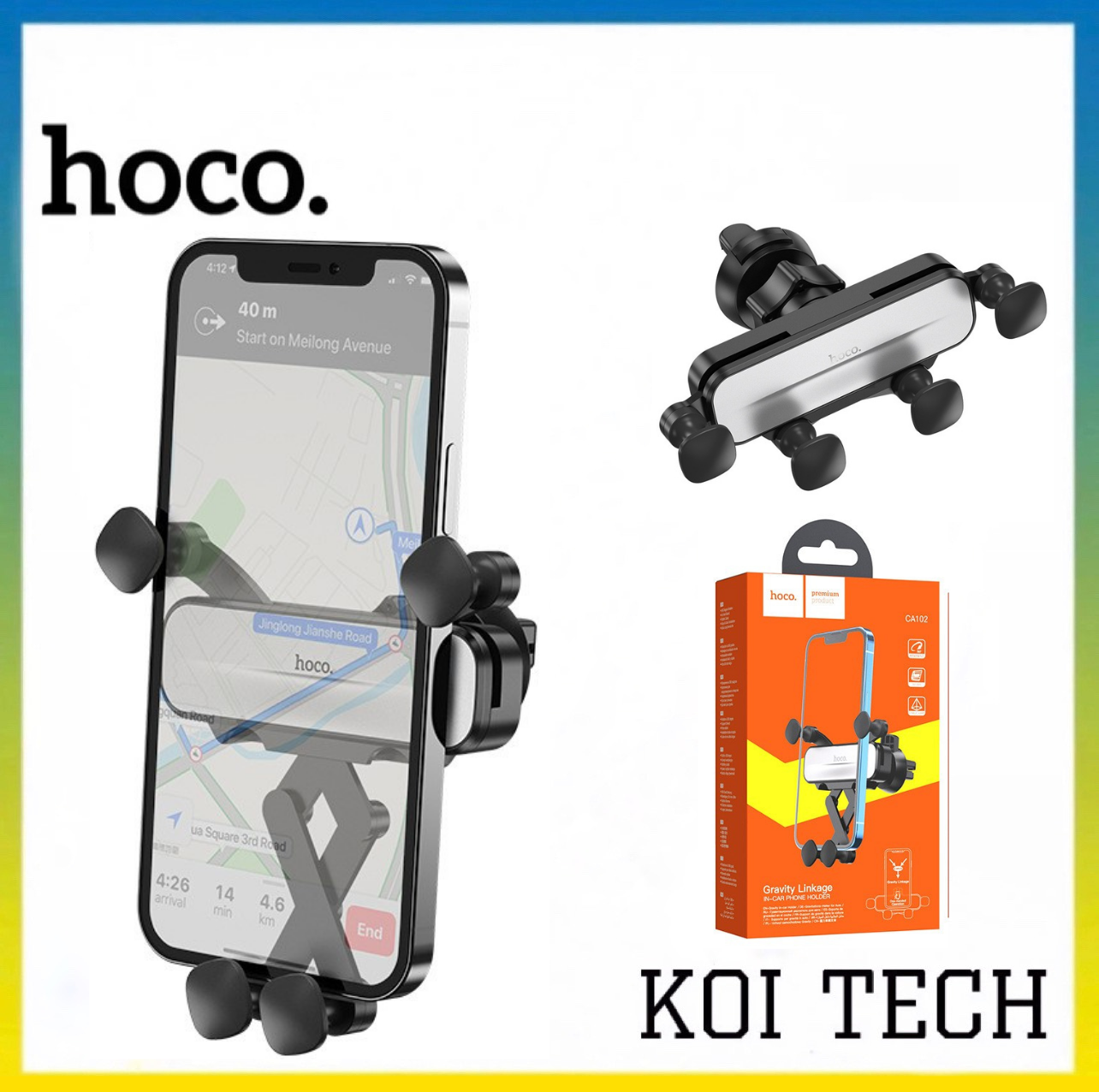 Giá đỡ điện thoại trên oto hoco cb102 - Giá đỡ ô tô kẹp cửa gió điều hòa cho iphone oppo samsung huawei xiaomi  - KOI TECH