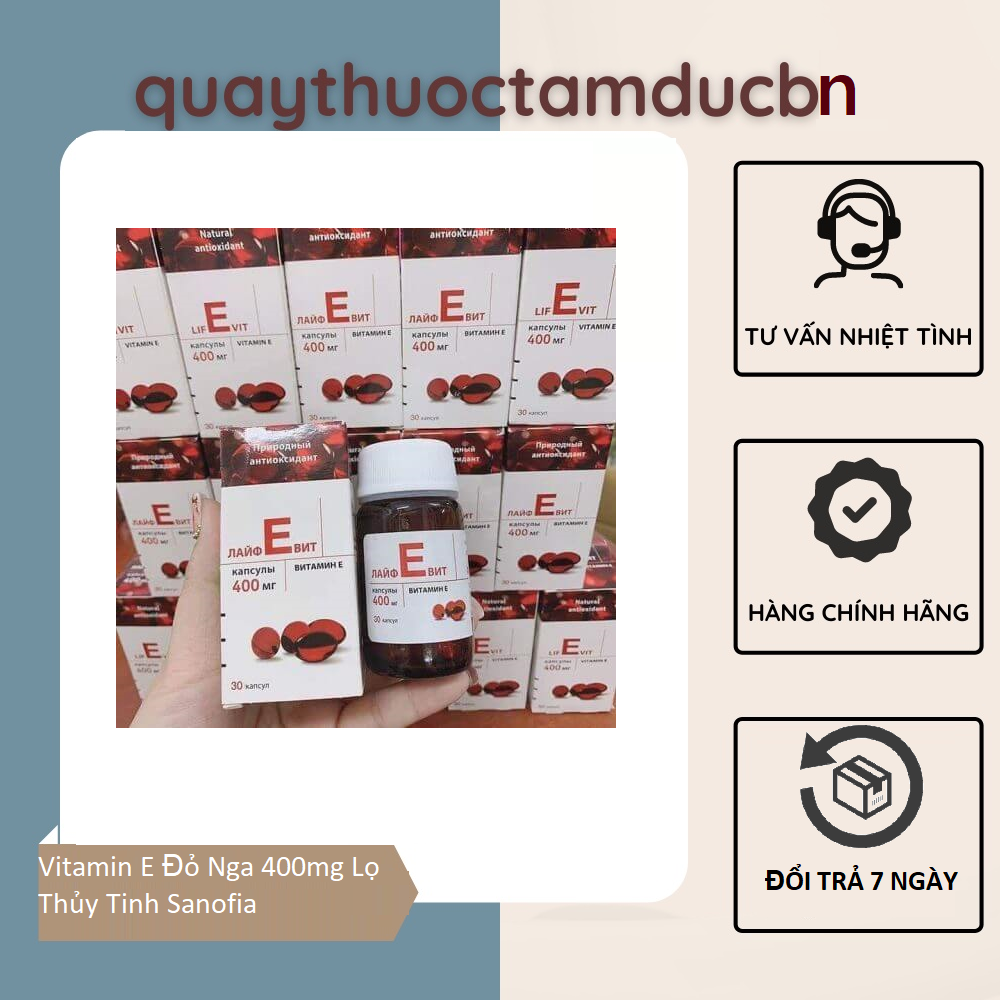 Vitamin E Đỏ Nga 400mg Lọ Thủy Tinh Sanofia Hỗ Trợ Làm Đẹp Da
