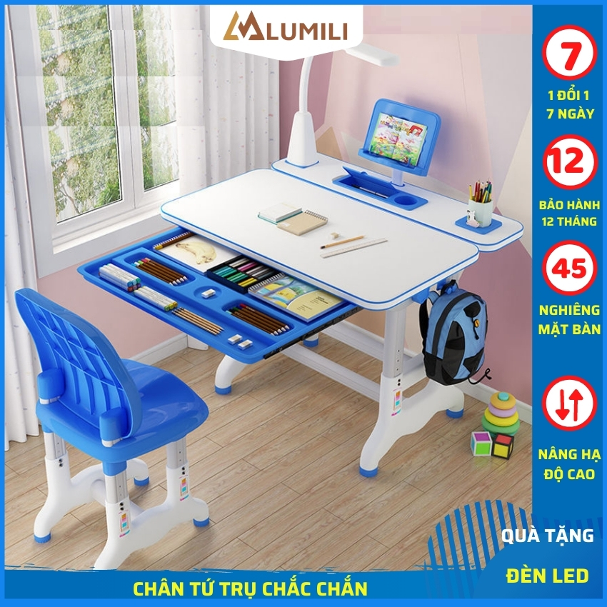 bộ bàn ghế học sinh thông minh b02- b05 -a6 bàn học chống gù chống cận cho bé lumili có thể điều chỉnh độ cao, bàn học chống gù cho học sinh