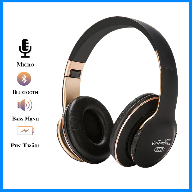 Tai nghe bluetooth có micro st17 chụp tai bass cực chất, phiêu nhạc cực hay – hàng chính hãng