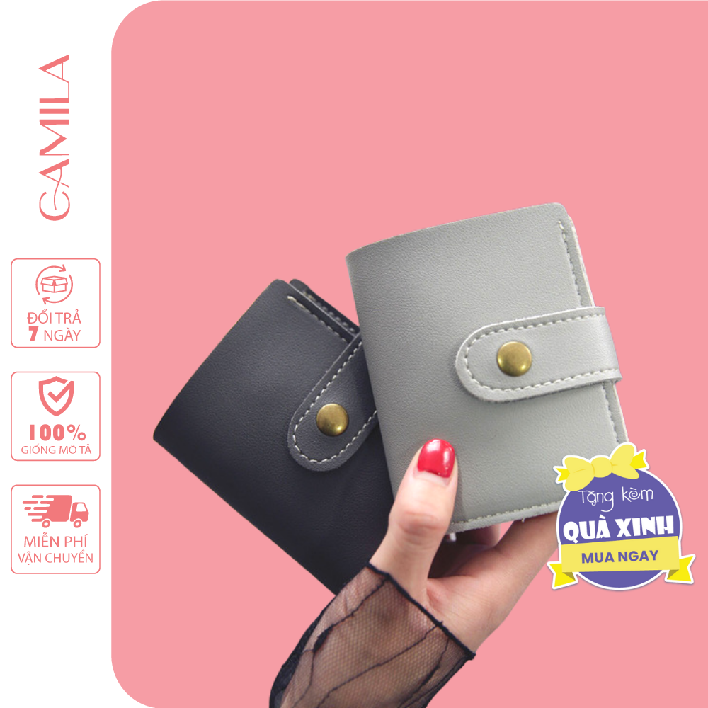 Ví da mini khóa bấm mạ vàng đựng thẻ ATM card GPLX... 4 màu sản phẩm tốt độ bền cao chất lượng đảm bảo cam kết hàng nhận được giống với mô tả