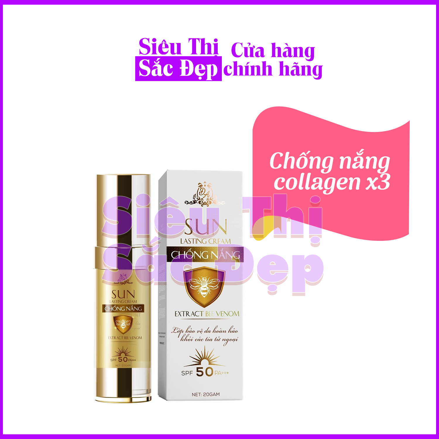 [HCM] Kem chống nắng collagen x3 chiết xuất nọc ong, Đông Anh 50gr (Chính hãng)