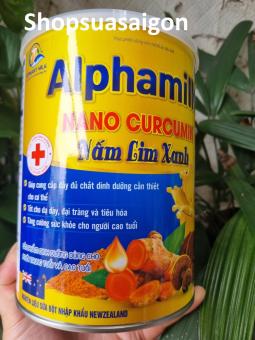 Sữa bột ALPHAMILK NANO CURCUMIN NẤM LIM XANH tăng sức đề kháng, giảm viêm dạ dày, đẹp da.