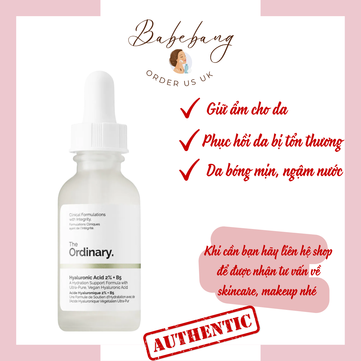 Cấp ẩm hồi phục hyaluronic acid 2% + b5 - the ordinary