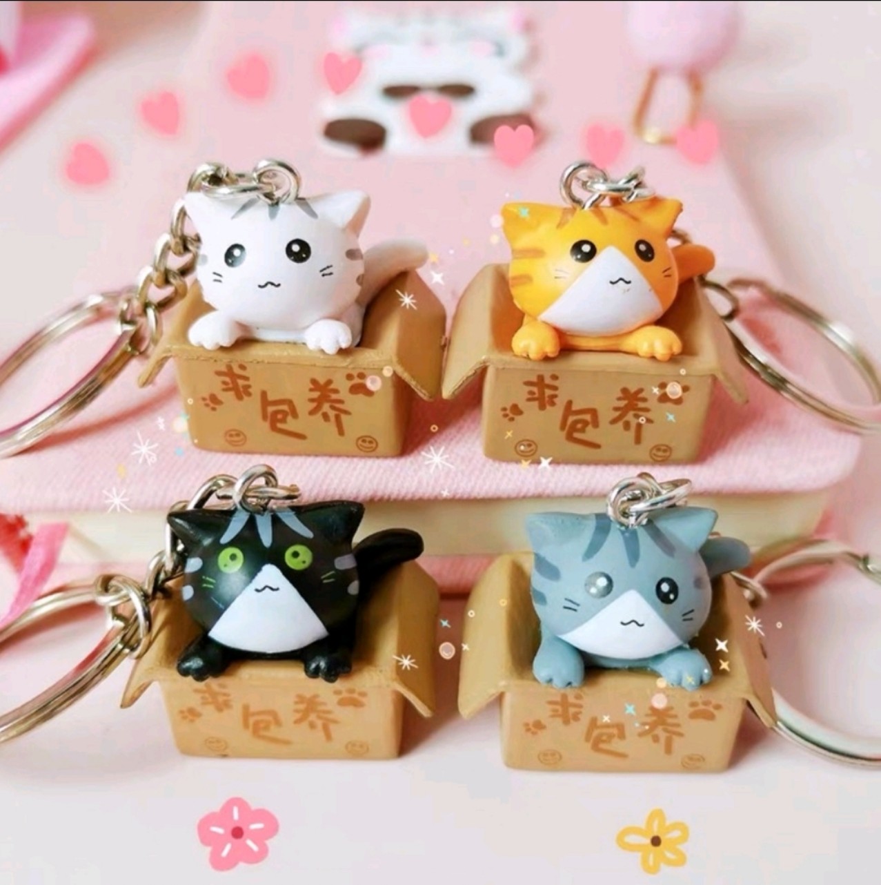 Móc khoá bé mèo dễ thương trong hộp