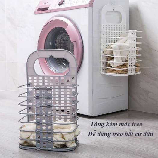 Giỏ đựng đồ, giỏ đựng quần áo bẩn, đồ chơi cho bé gấp gọn treo kế máy giặt hoặc treo tường tiện lợi, rổ treo tường đựng đồ dùng sinh hoạt, giỏ nhựa Cozzy house GĐĐGG-CH