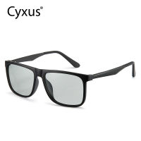 [ใหม่] แว่นกันแดดโพลาไรซ์ Cyxus สำหรับผู้ชายผู้หญิงแว่นตาขับรถ PC กรอบโลหะผสมแว่นตาเลนส์โพลาไรซ์ TAC (เลนส์สีเทา Photochromic ) 1074