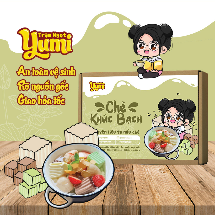 Nguyên liệu nấu chè Khúc Bạch Yumi, set chè Khúc Bạch thơm ngon bổ dưỡng