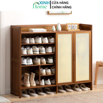 3,4-layer multifunctional convenient non-smoke bamboo shoe rack non-termite premium size 90 to 120cm
