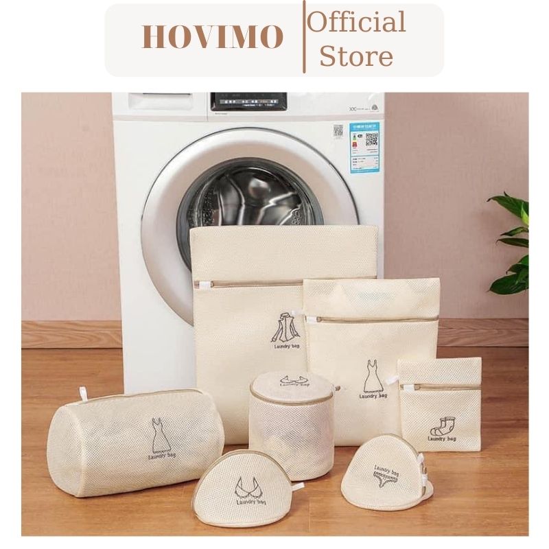 Combo 6 túi giặt 2 lớp dày dặn giặt quần áo quần lót áo lót áo ngực vớ cao cấp có khóa kéo túi giặt đồ máy giặt HOVIMO
