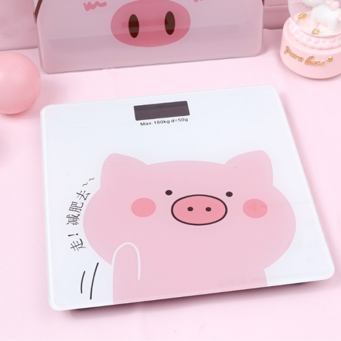 Cân điện tử sức khỏe cao cấp hình chú heo, cân điện tử sức khỏe dành cho gia đình có màn hình led tiện lợi