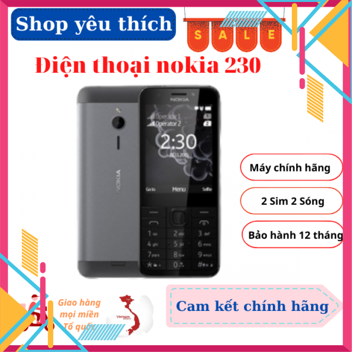 Điện thoại cổ 2 sim Nokia 230 Giá rẻ tặng kèm pin sạc theo máyBảo hành 1 năm