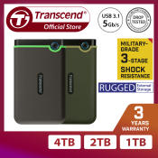 Transcend 25M3S Slim Shockproof Portable Hard Drive - 1TB