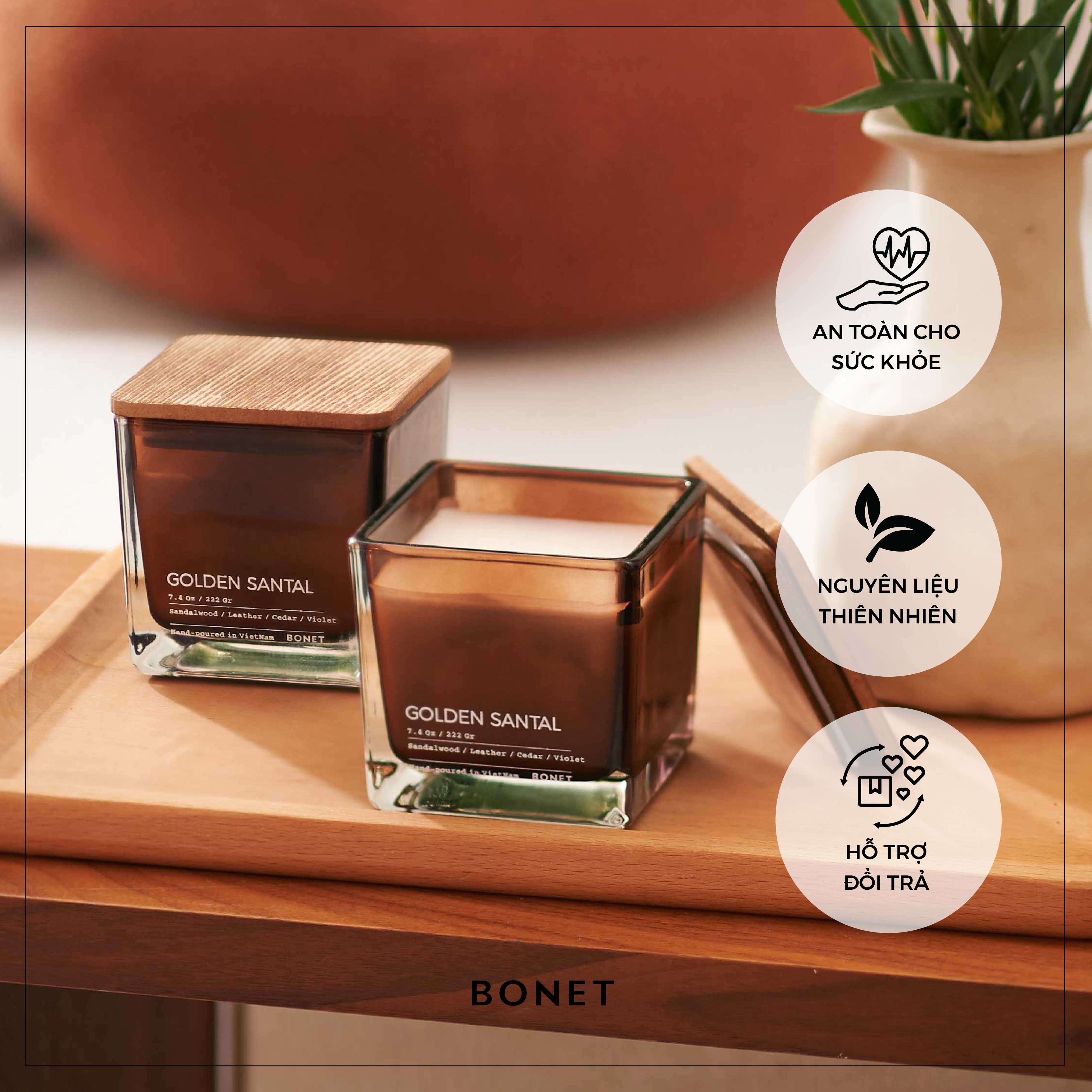 Nến thơm bonet hương golden santal