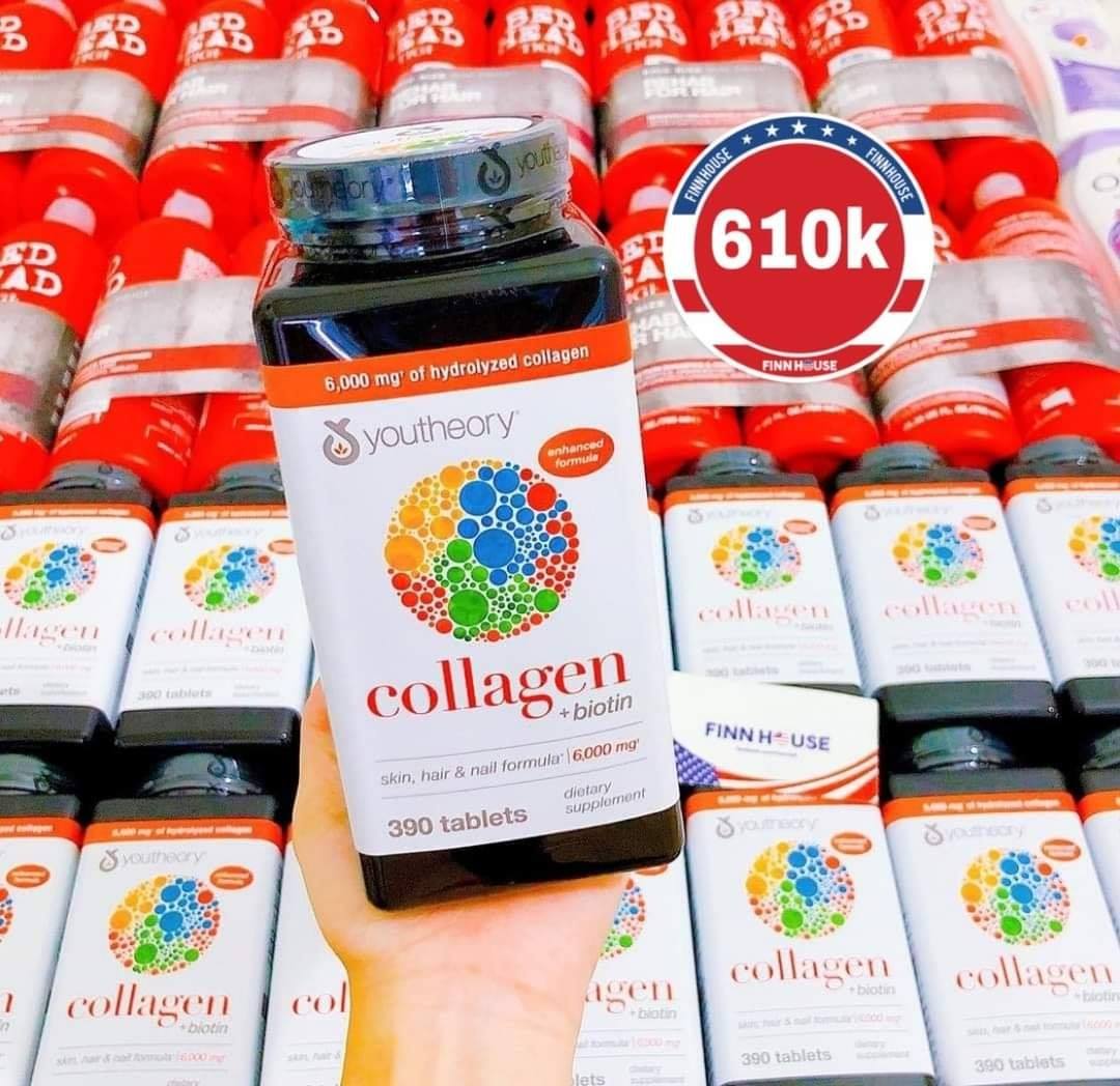 Viên uống youtheory collagen biotin 6000mg 390v 🇺🇸