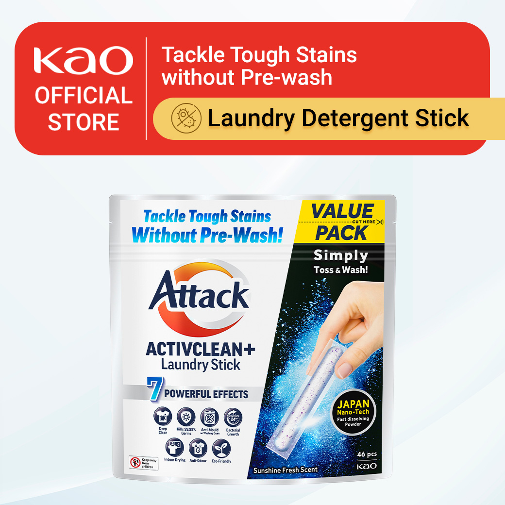 Kao Attack Zero Laundry Perfect Stick: Hypoallergenic, Antibacterial,  Eco-Friendly Laundry Detergent Sticks | Lazada Singapore