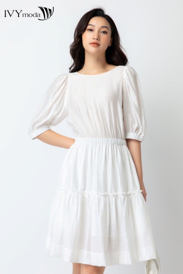 Đầm xòe 2 lớp cổ tròn ivy moda ms 48b8622