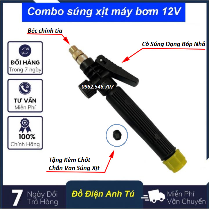 Súng xịt máy rửa xe mini 12v - súng tưới lan , tưới cây cảnh , phun xịt cây nông nghiệp