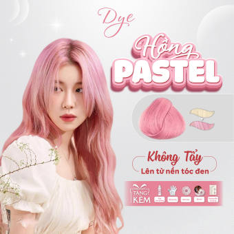 Thuốc nhuộm tóc, thuốc nhuộm tóc hồng pastel, DYE.HAIR, tặng kèm oxy trợ và bao tay