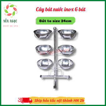 Cây bát nước inox 6 bát to cho spa | Cây đựng bát nước inox