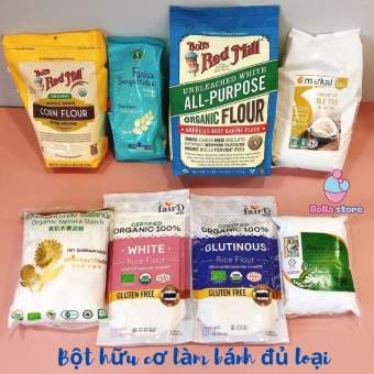 Bột mì - bột gạo - bột nếp - bột bắp - bột năng - đường hữu cơ - vụn dừa hữu cơ (Túi zip dùng thử)