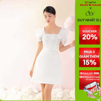 OLV - Đầm Kylie Puff Sleeve Embro