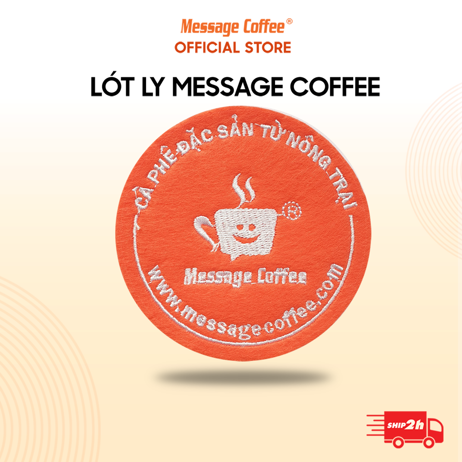 Đế lót ly vải nỉ 3 lớp siêu bền, thấm nước tốt hình tròn đường kính 9cm từ Message Coffee